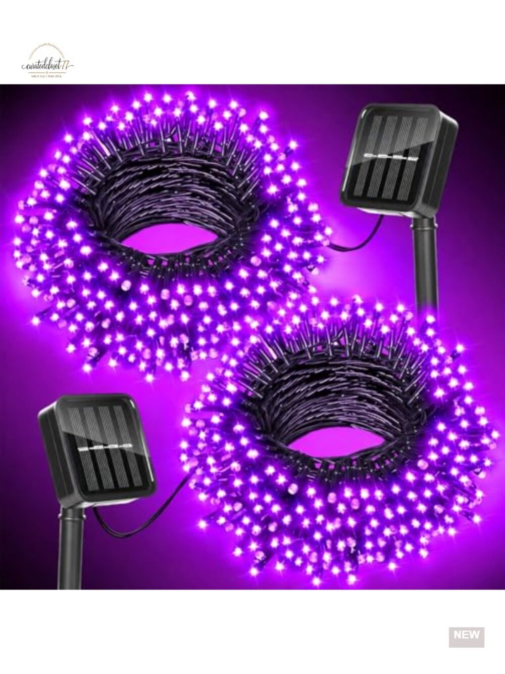 Solar Powered Outdoor Halloween String Lights Purple LED 45FT